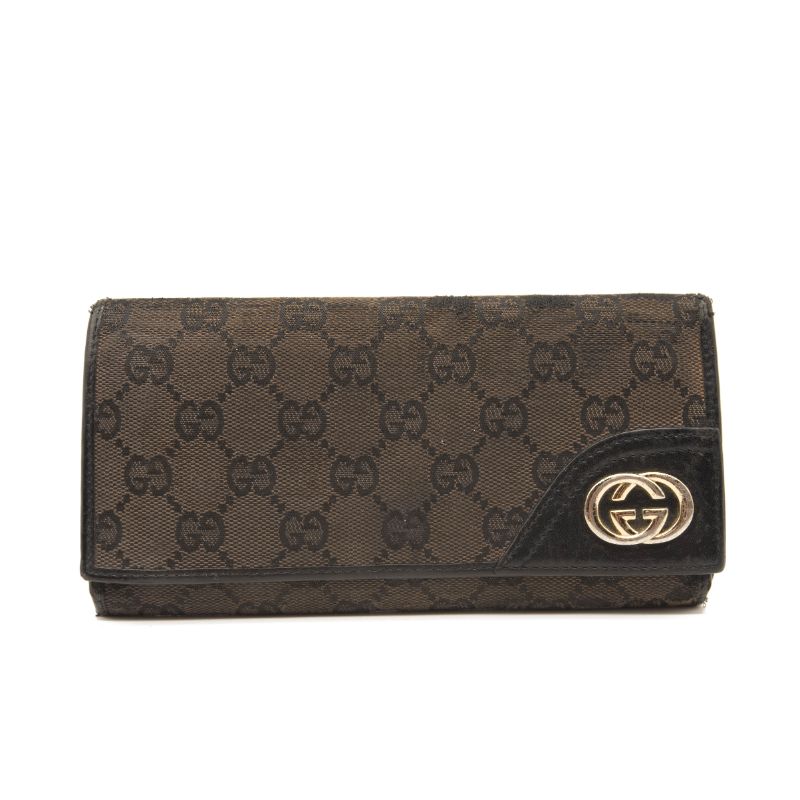 Gucci Monogram New Britt Continental Wallet Dark Black/Brown