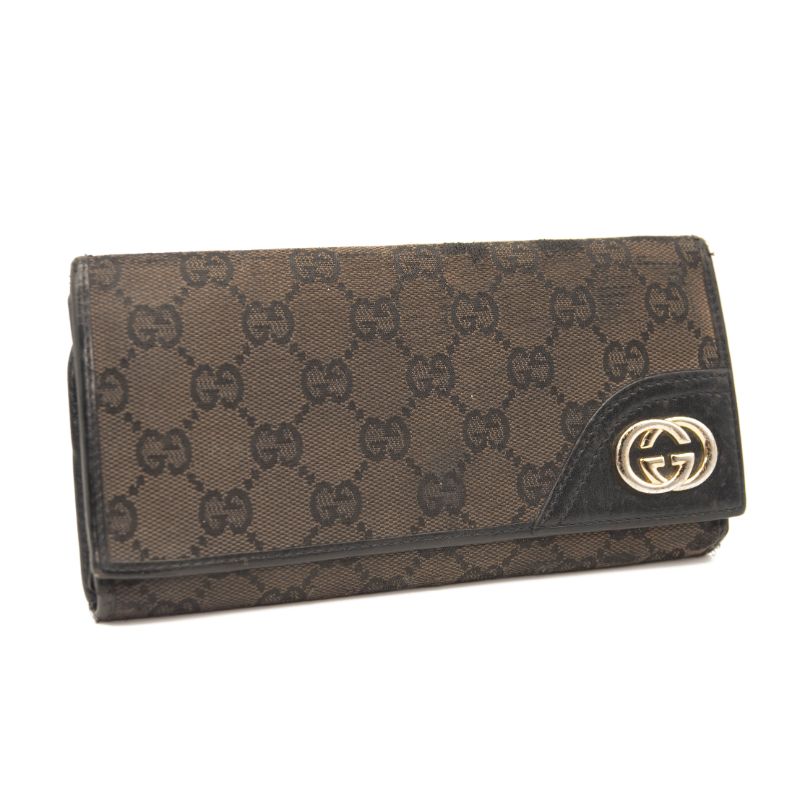 Gucci Monogram New Britt Continental Wallet Dark Black/Brown