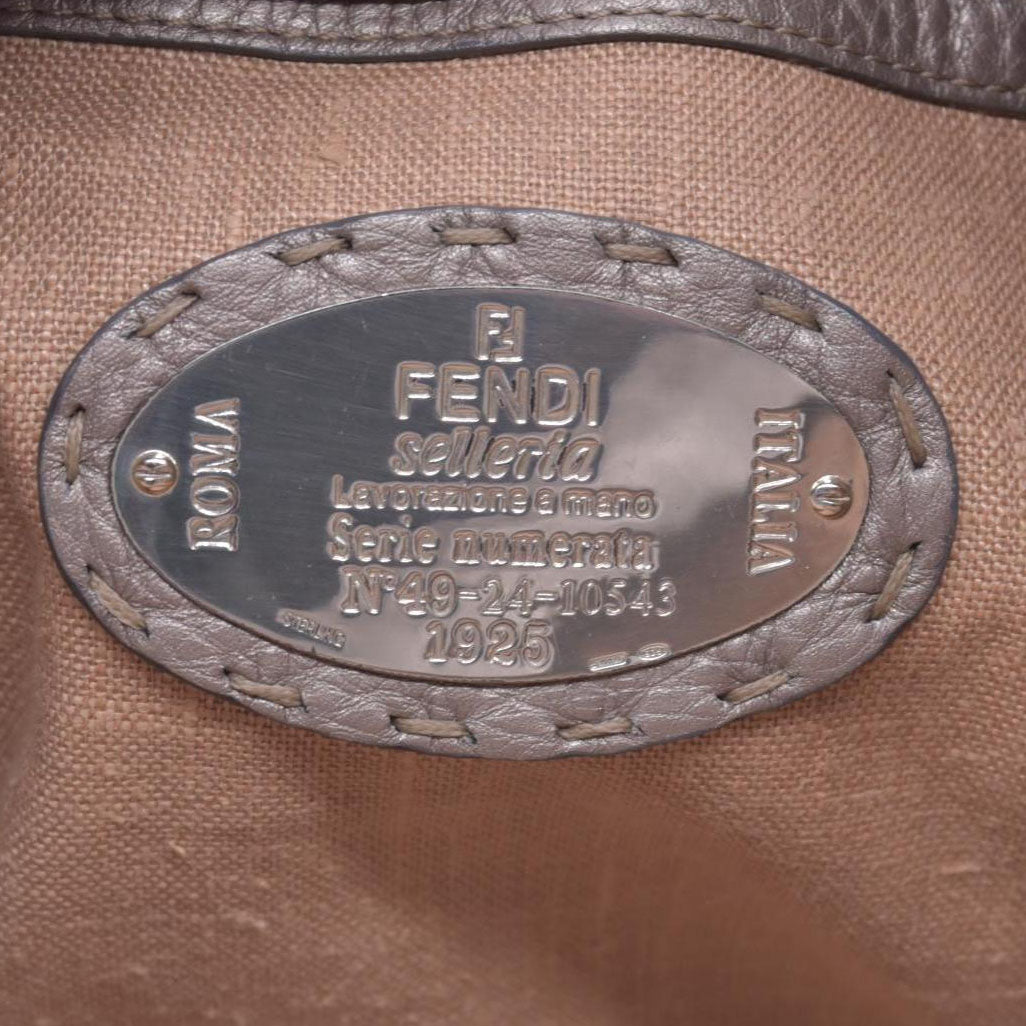 $1600 FENDI Selleria Leather Tote Bag Silver 10021019