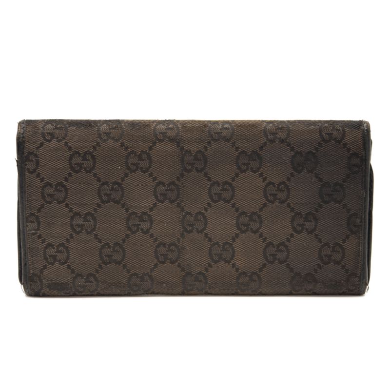 Gucci Monogram New Britt Continental Wallet Dark Black/Brown