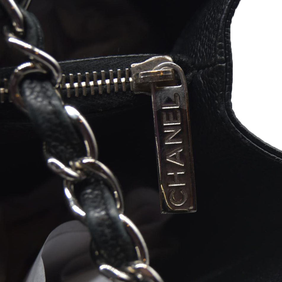 AUCTION $2900 Chanel  Caviar Quilted Grand Shopping Tote GST Black Silver Hardware 2008