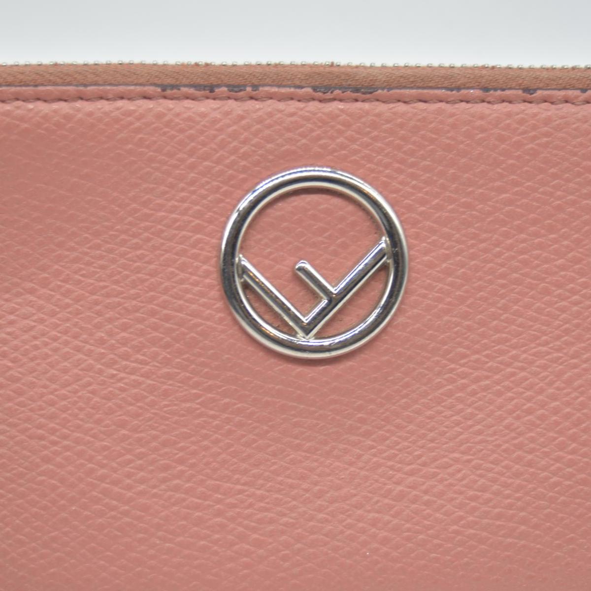 $550 FENDI F is Fendi Leather Zipped Coin Card Holder Pink