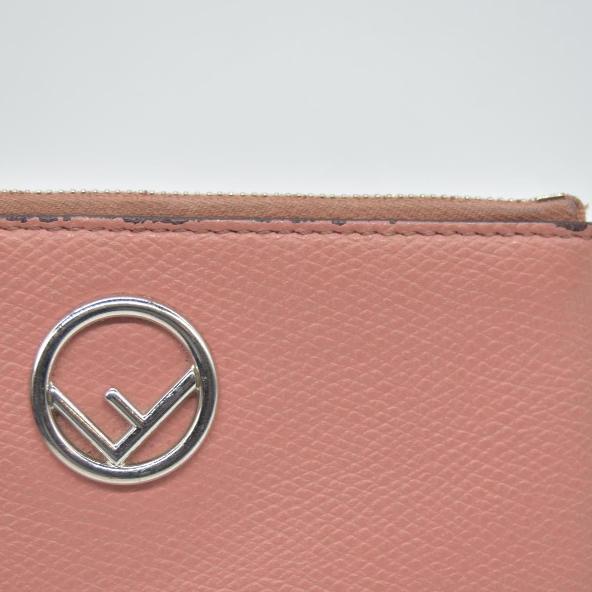 $550 FENDI F is Fendi Leather Zipped Coin Card Holder Pink