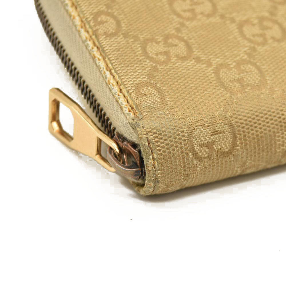 Gucci  Monogram Metal Bar Zip Around Wallet Beige Ebony Cream