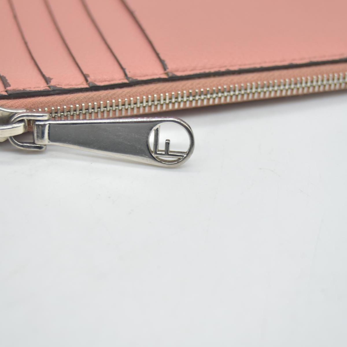 $550 FENDI F is Fendi Leather Zipped Coin Card Holder Pink