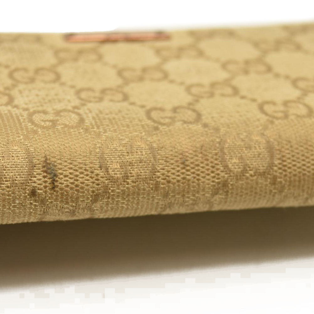 Gucci  Monogram Metal Bar Zip Around Wallet Beige Ebony Cream