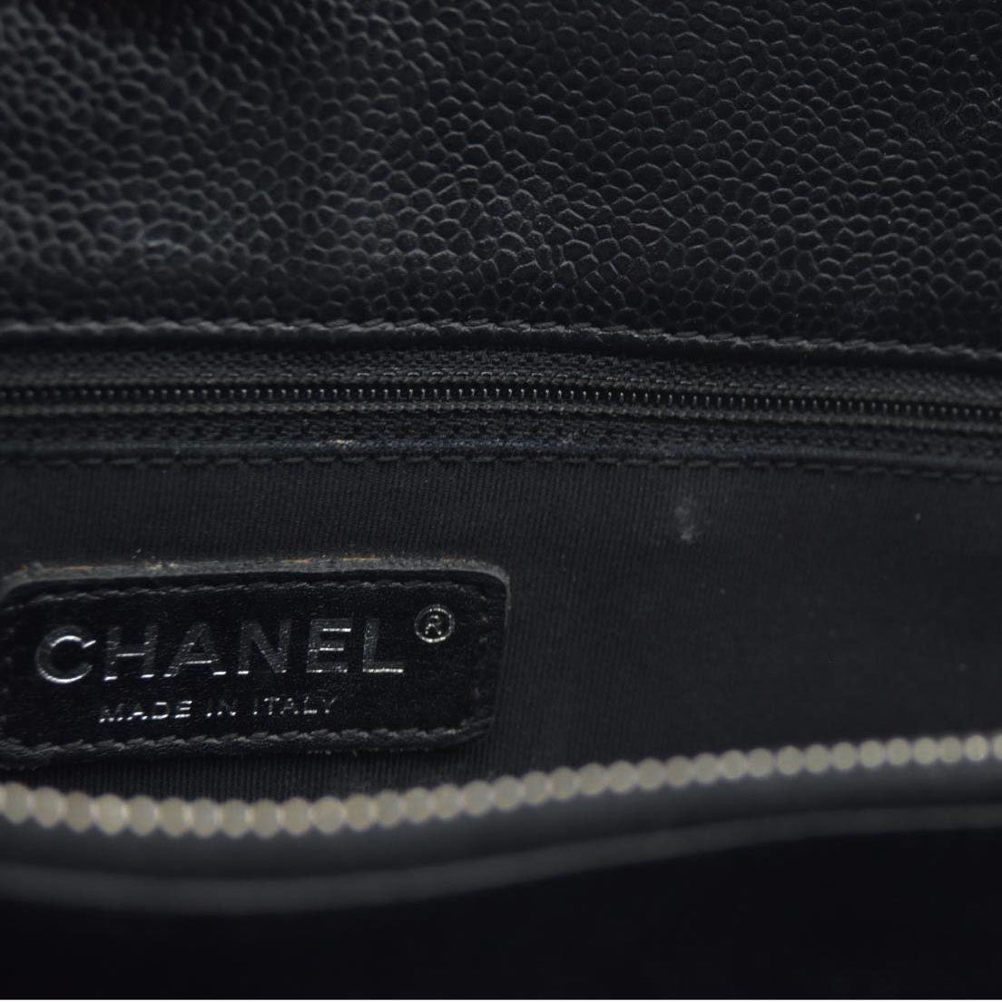 AUCTION $2900 Chanel  Caviar Quilted Grand Shopping Tote GST Black Silver Hardware 2008