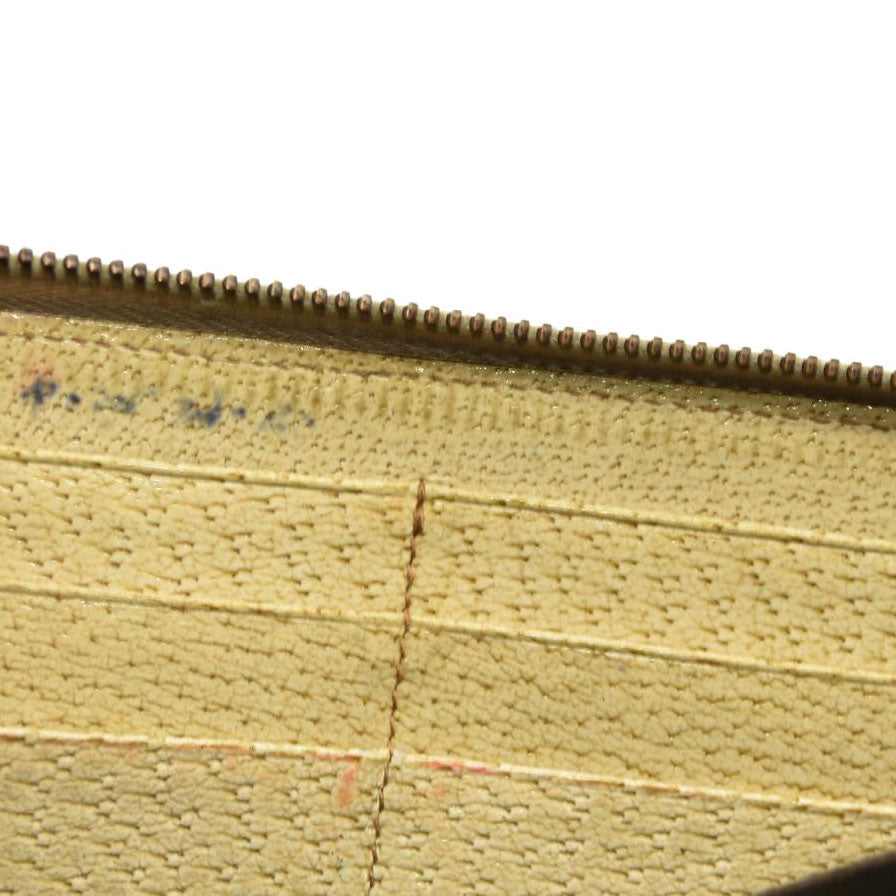 Gucci  Monogram Metal Bar Zip Around Wallet Beige Ebony Cream