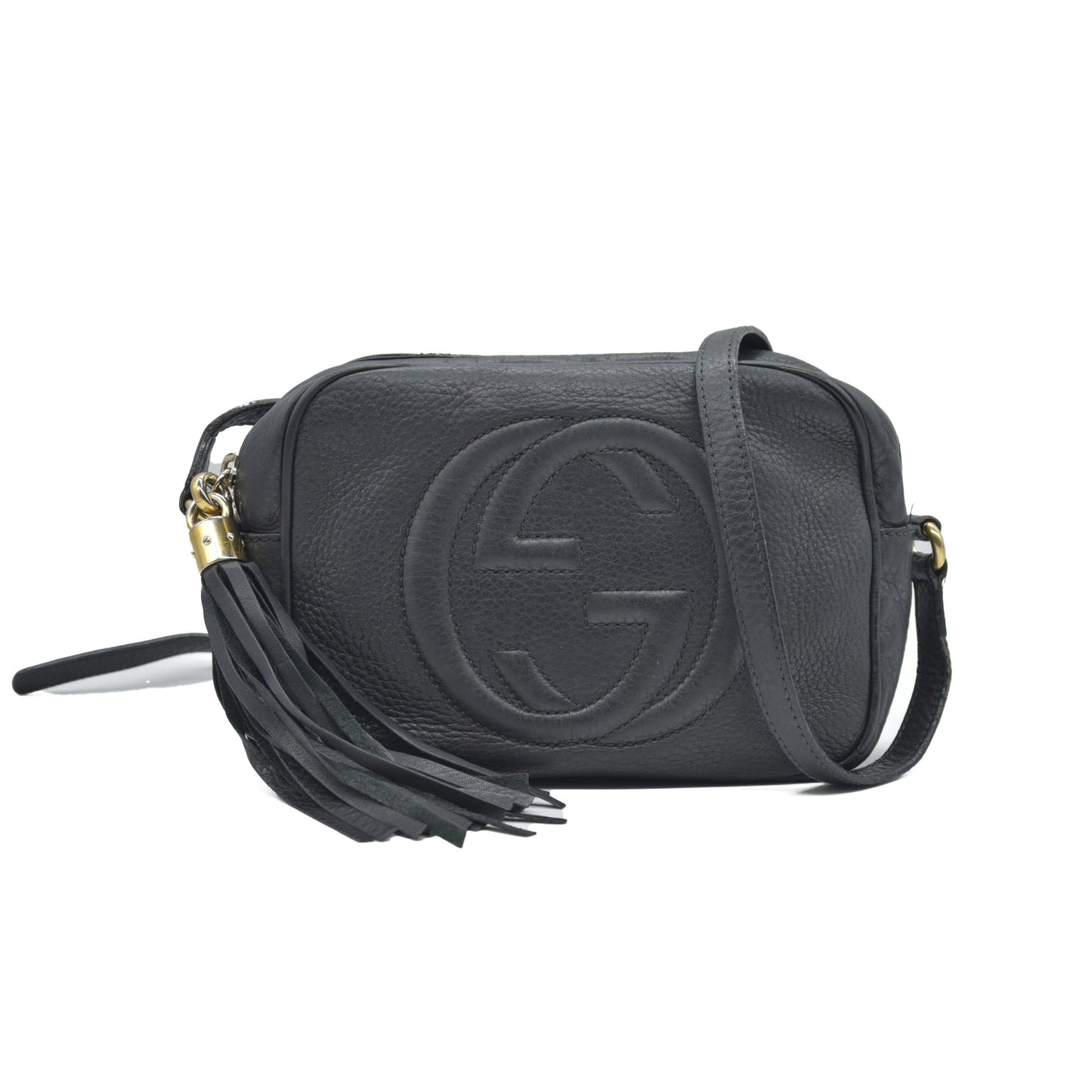 $1490 Gucci Pebbled Calfskin Small Soho Disco Bag Black