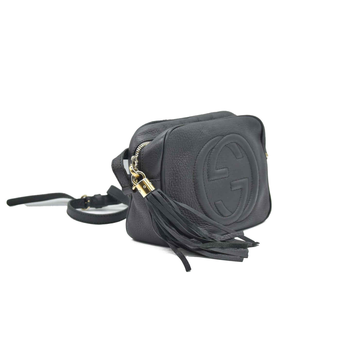 $1490 Gucci Pebbled Calfskin Small Soho Disco Bag Black