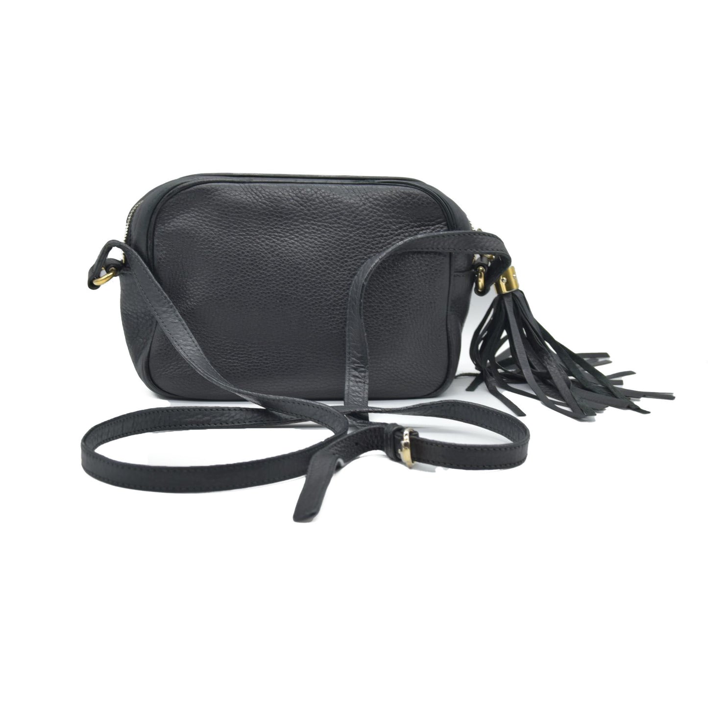 $1490 Gucci Pebbled Calfskin Small Soho Disco Bag Black