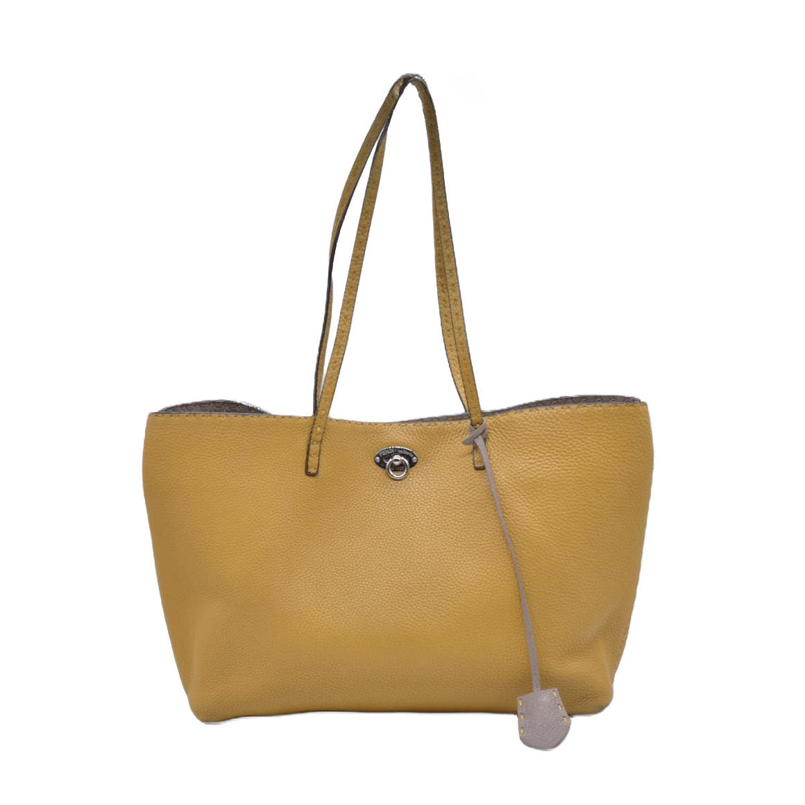 $1600 FENDI Selleria Leather Shoulder Tote Bag Yellow 10021028