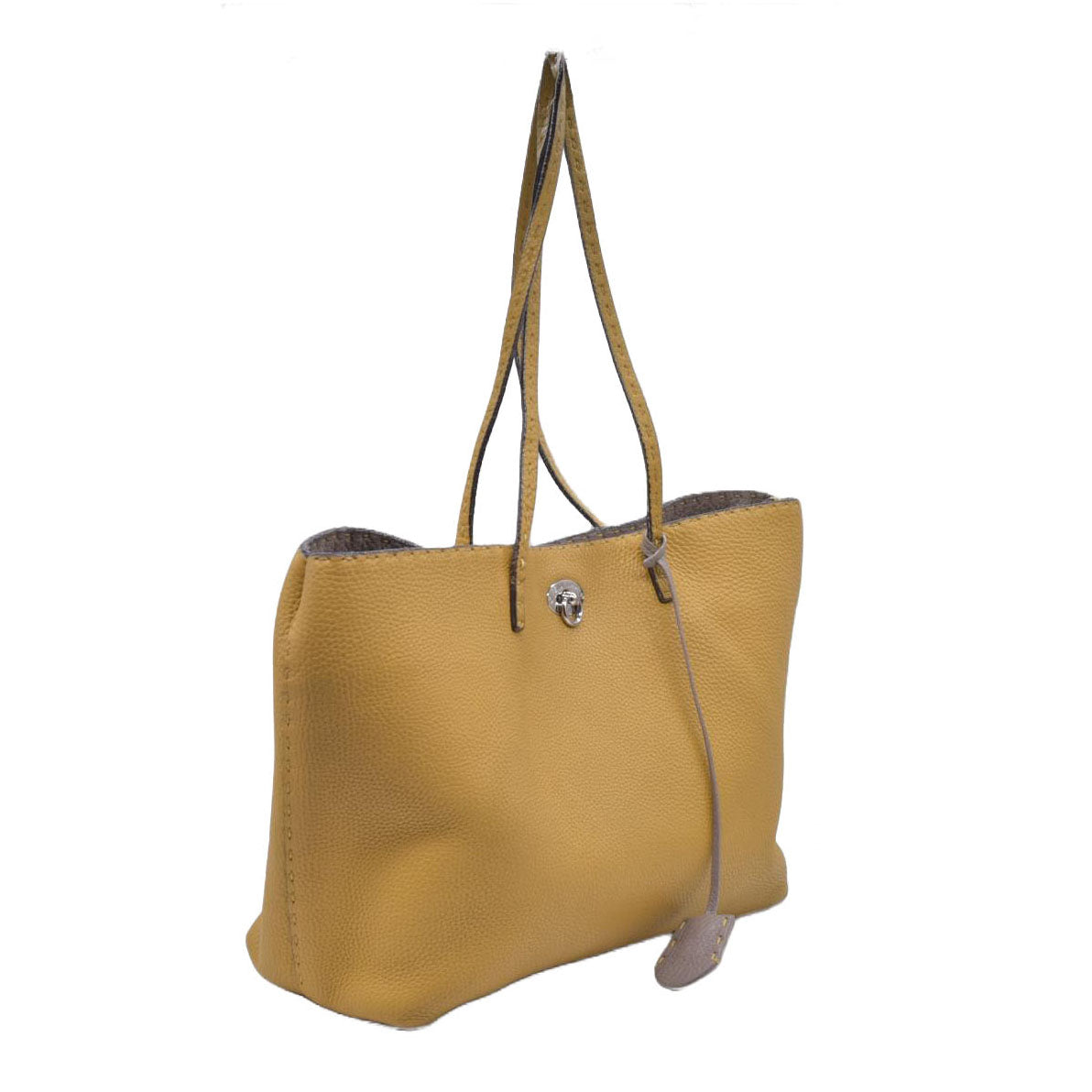 $1600 FENDI Selleria Leather Shoulder Tote Bag Yellow 10021028