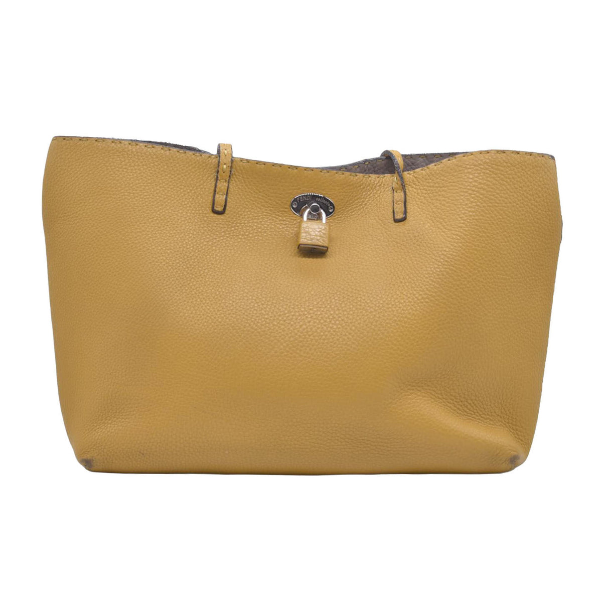 $1600 FENDI Selleria Leather Shoulder Tote Bag Yellow 10021028