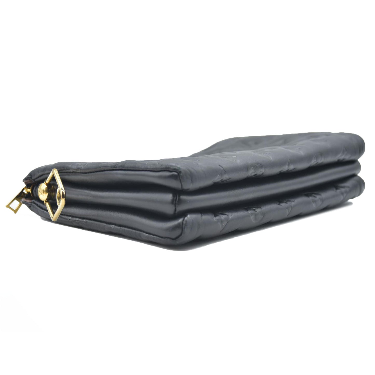$4950 LOUIS VUITTON  Lambskin Embossed Monogram Coussin PM Black