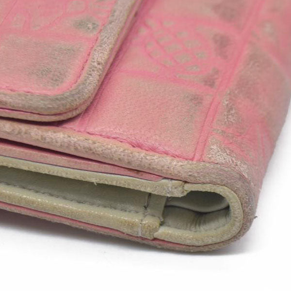 Chanel icon line Bi-fold Wallet With Silver Metal Lambskin Light Pink