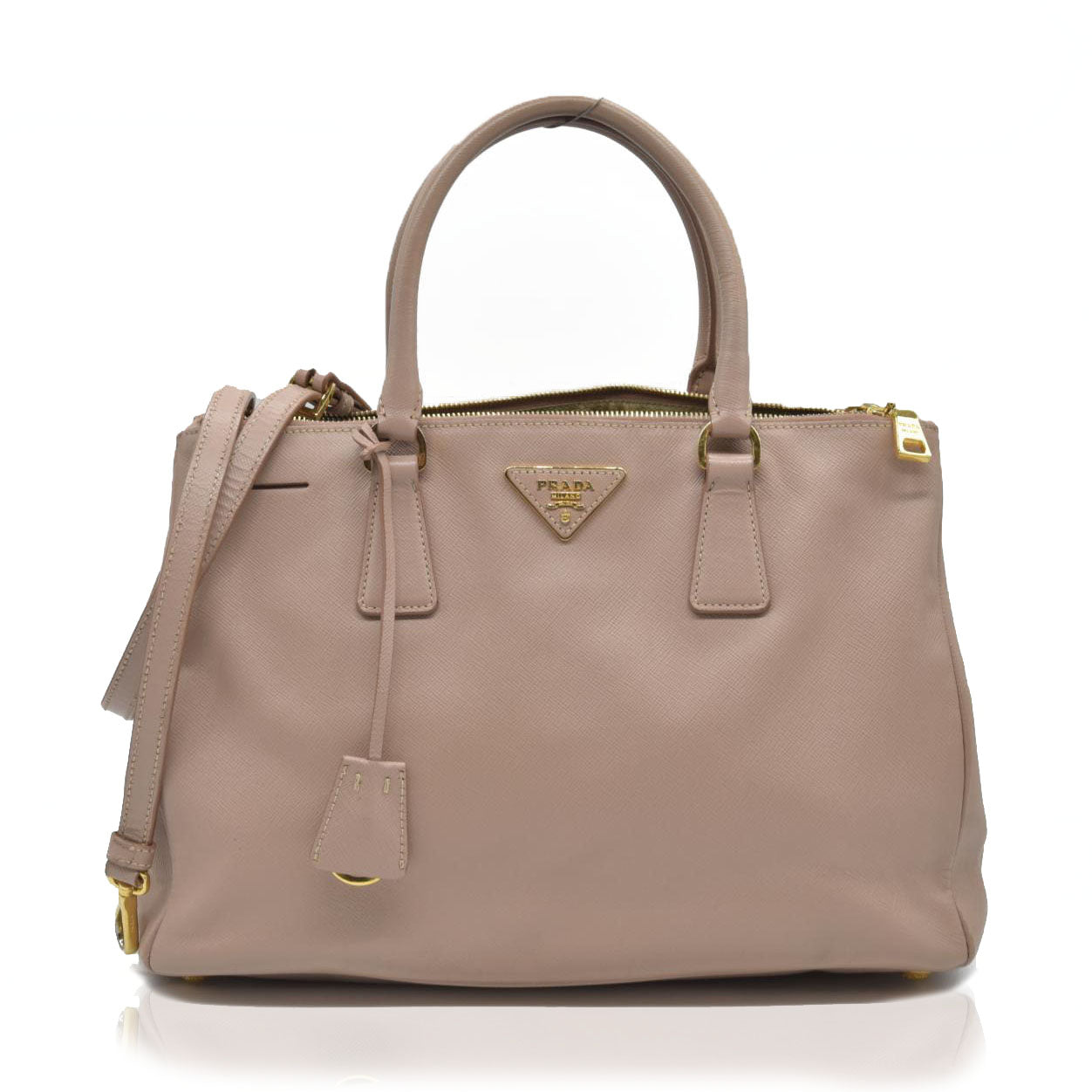 AUCTION $4500  Prada  Saffiano Medium Galleria Double Zip Tote Cammeo