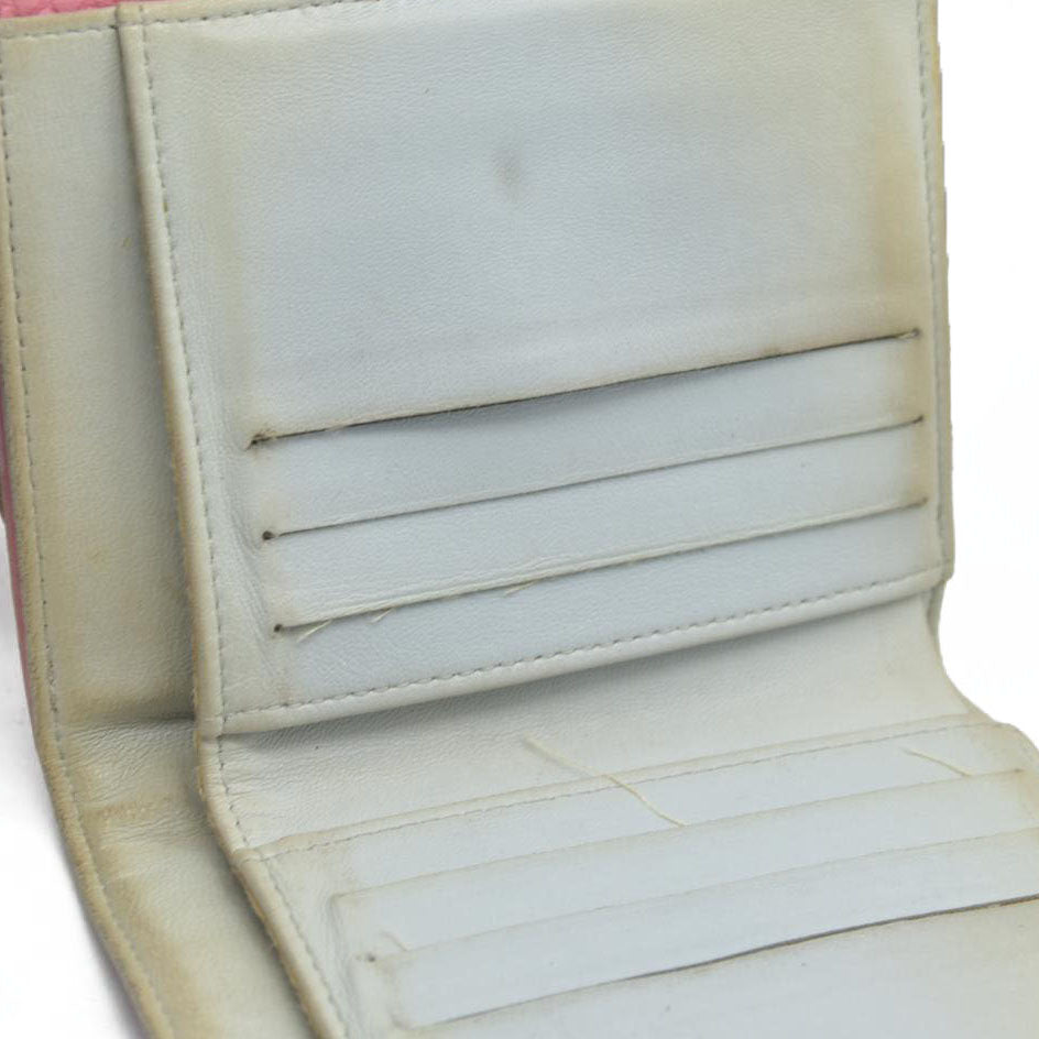 Chanel icon line Bi-fold Wallet With Silver Metal Lambskin Light Pink