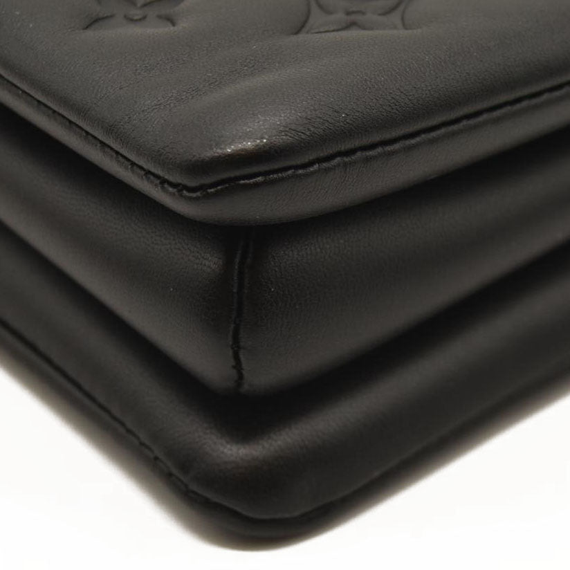 LOUIS VUITTON Lambskin Embossed Monogram Coussin PM Black