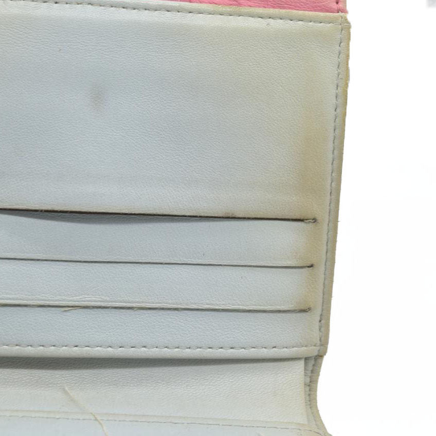 Chanel icon line Bi-fold Wallet With Silver Metal Lambskin Light Pink