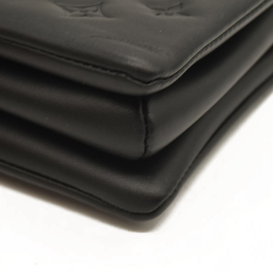 LOUIS VUITTON Lambskin Embossed Monogram Coussin PM Black