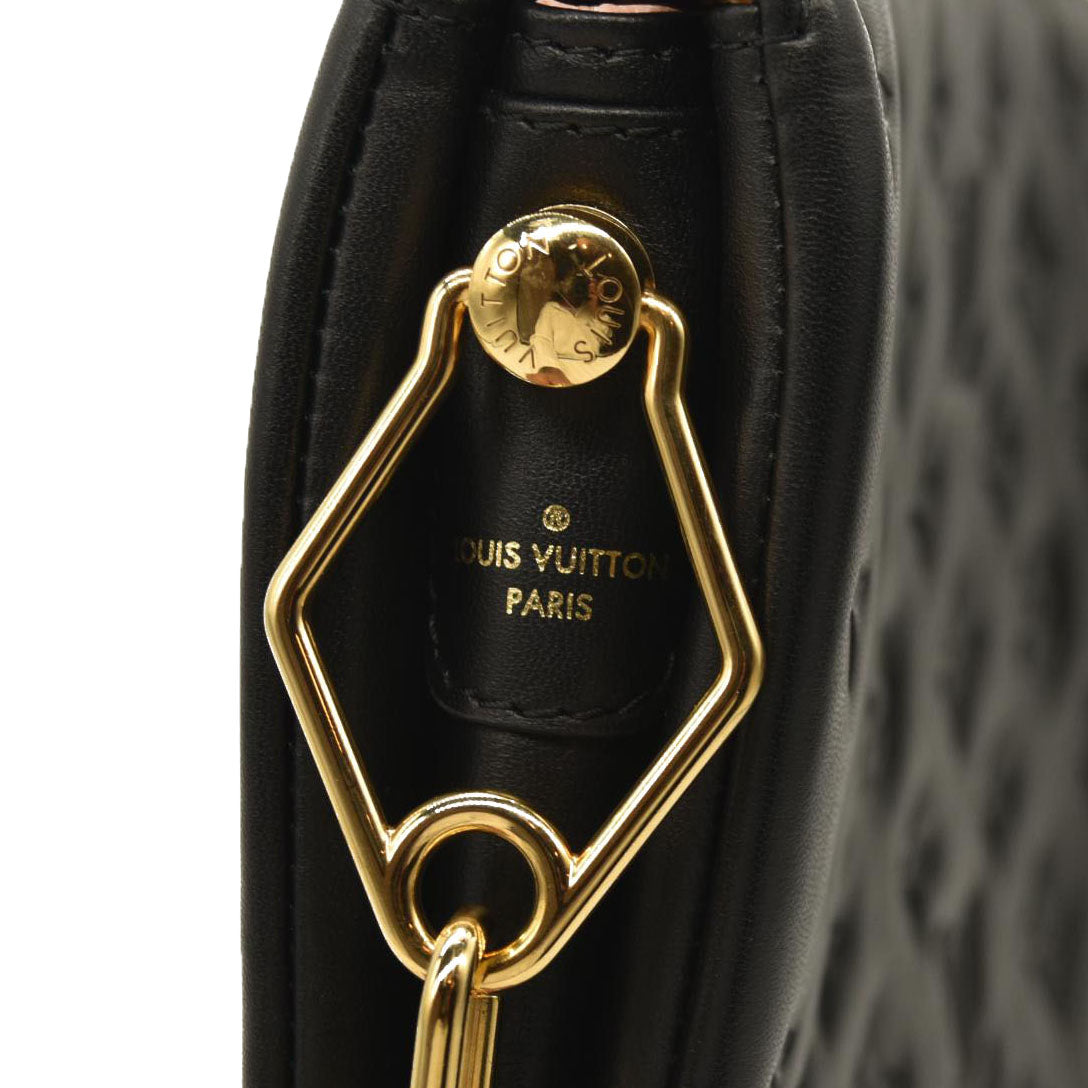 LOUIS VUITTON Lambskin Embossed Monogram Coussin PM Black