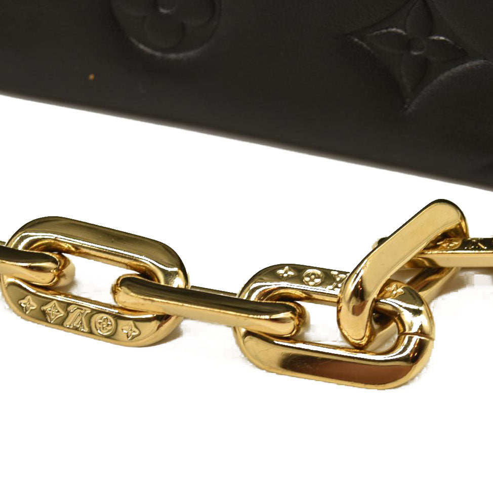 LOUIS VUITTON Lambskin Embossed Monogram Coussin PM Black