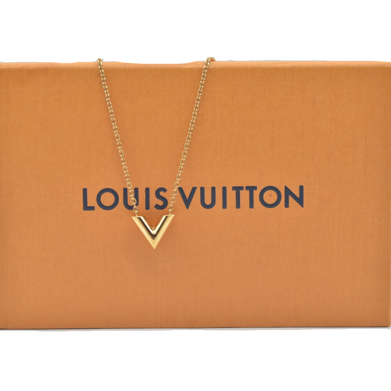 2018 Louis Vuitton Essential V Gold Tone Pendant Necklace LE1118