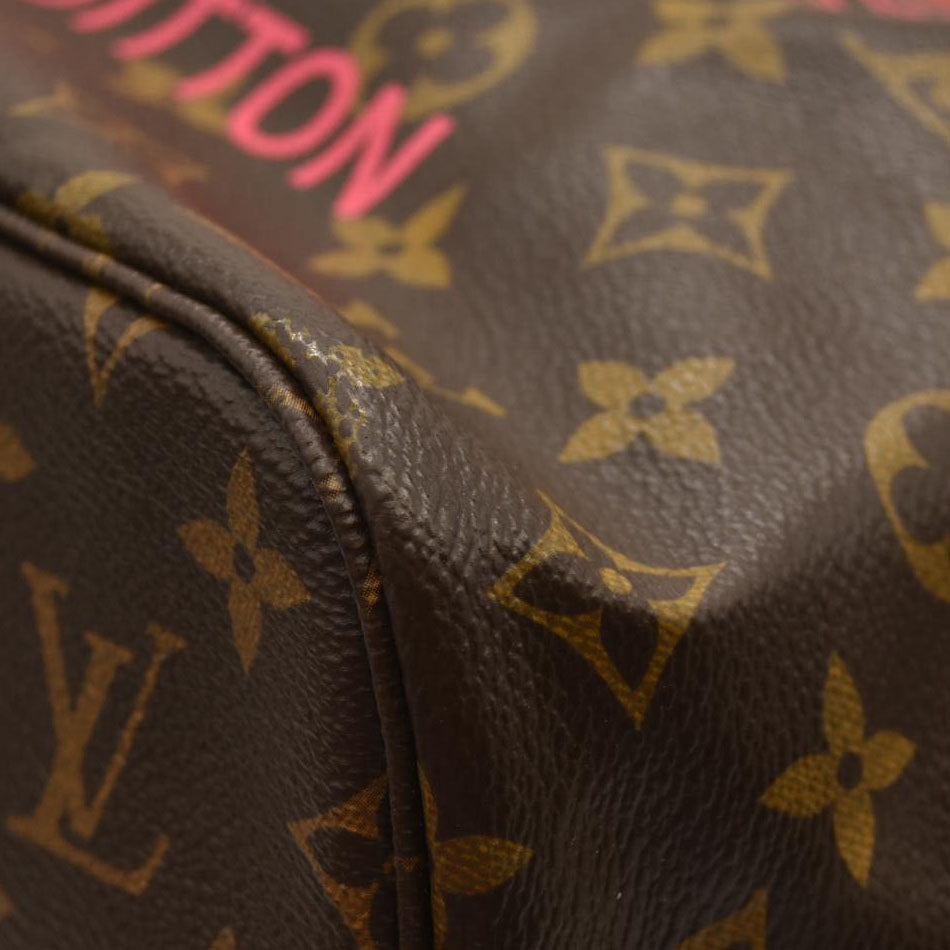 LOUIS VUITTON Monogram V Neverfull MM Hot Pink