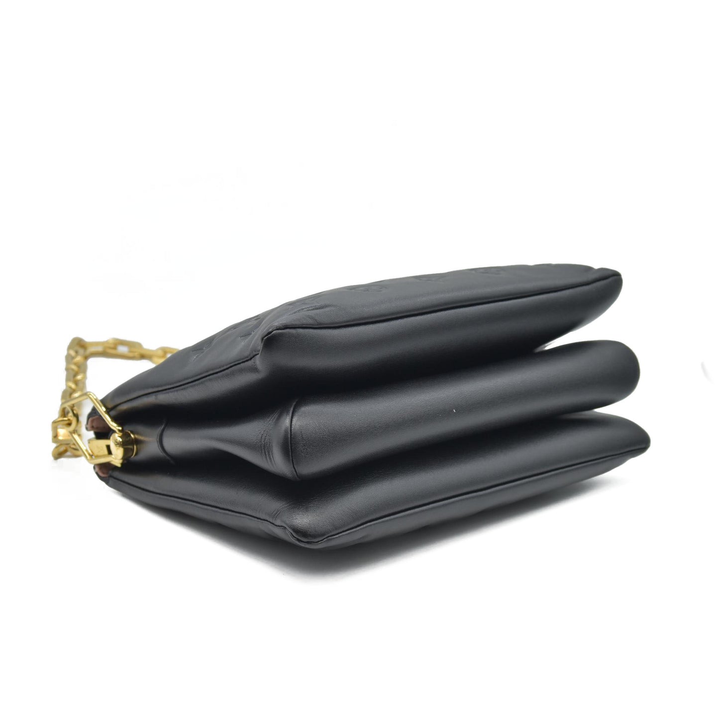 $4950 Louis Vuitton Lambskin Embossed Monogram Coussin PM Black
