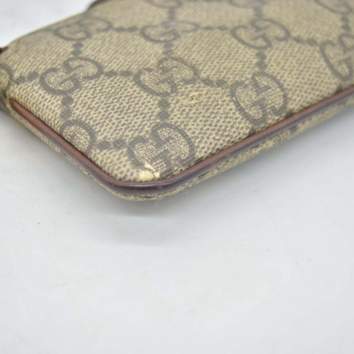 $380 GUCCI GG Supreme Monogram Key Case Beige Ebony Cuir
