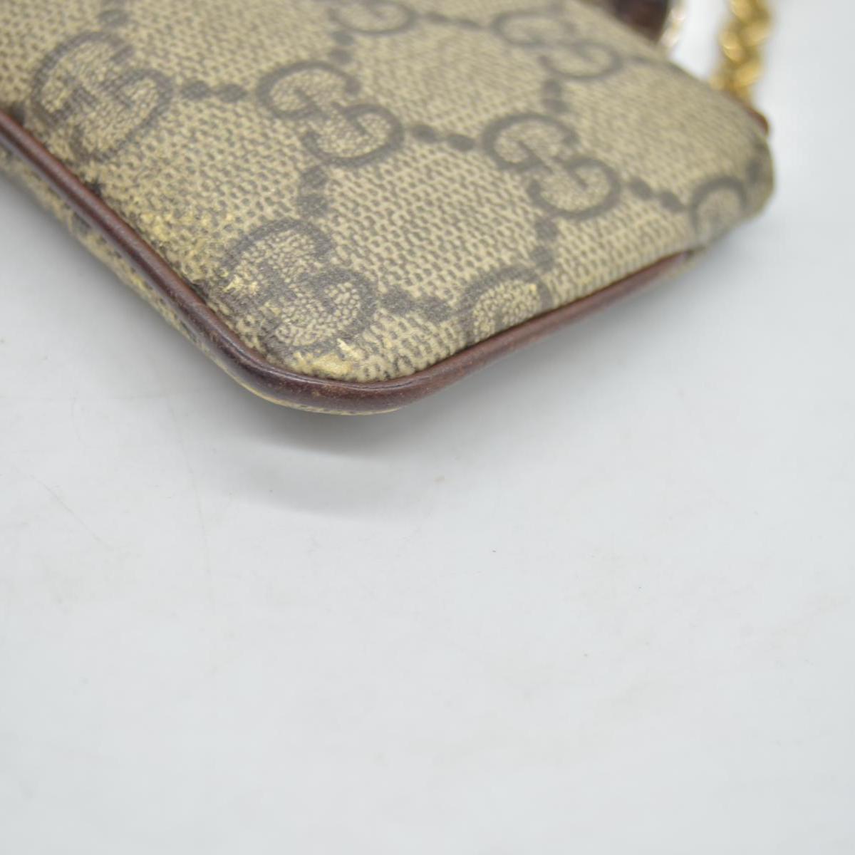$380 GUCCI GG Supreme Monogram Key Case Beige Ebony Cuir