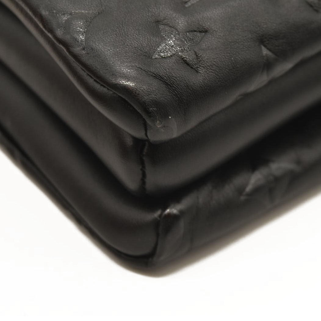 LOUIS VUITTON Lambskin Embossed Monogram Coussin PM Black