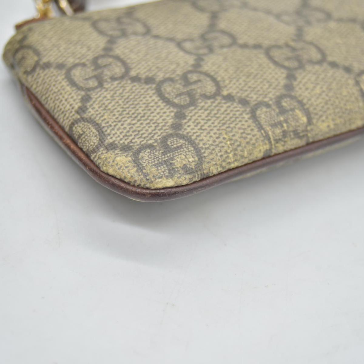 $380 GUCCI GG Supreme Monogram Key Case Beige Ebony Cuir