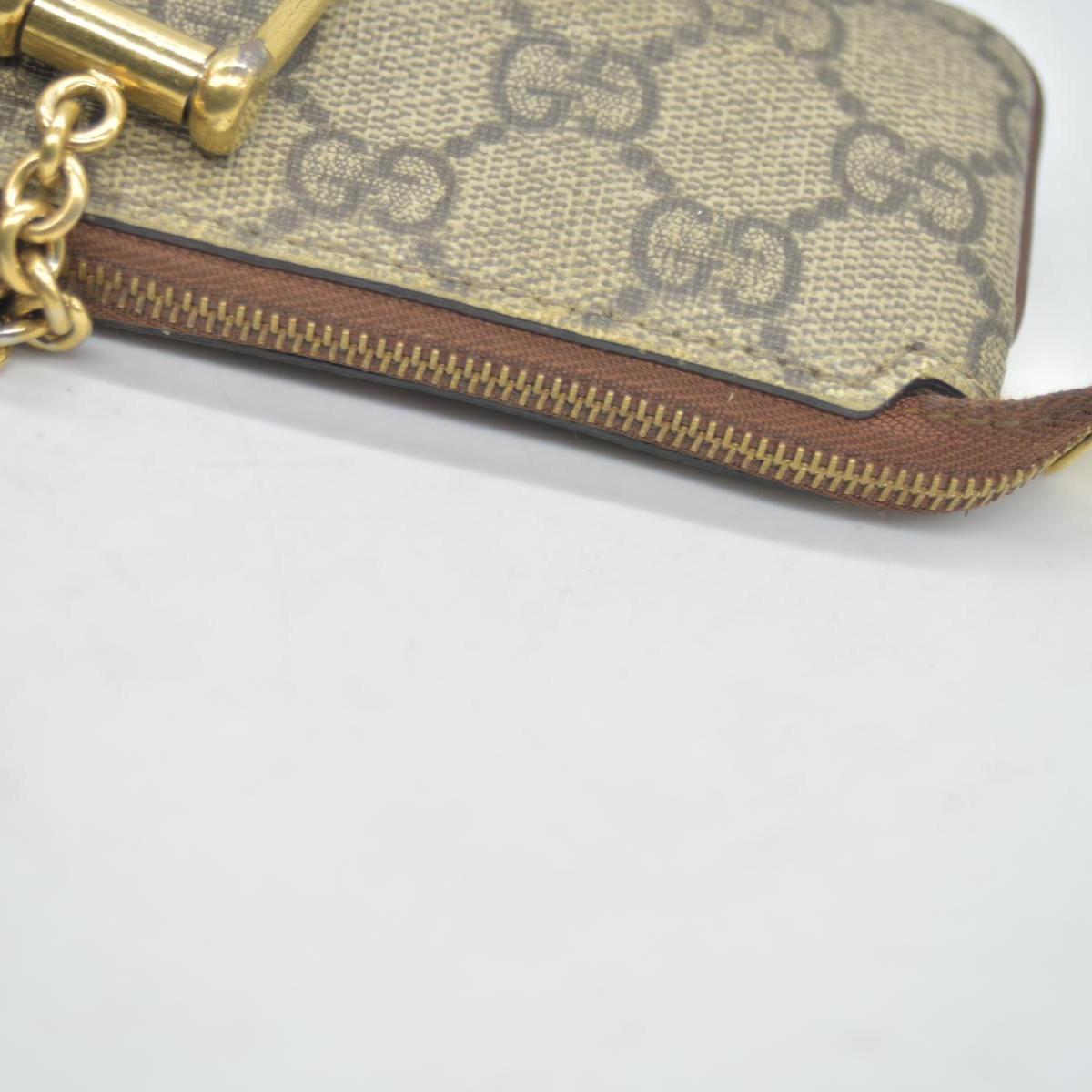 $380 GUCCI GG Supreme Monogram Key Case Beige Ebony Cuir