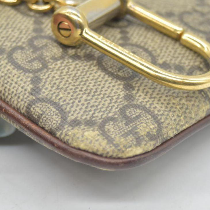 $380 GUCCI GG Supreme Monogram Key Case Beige Ebony Cuir