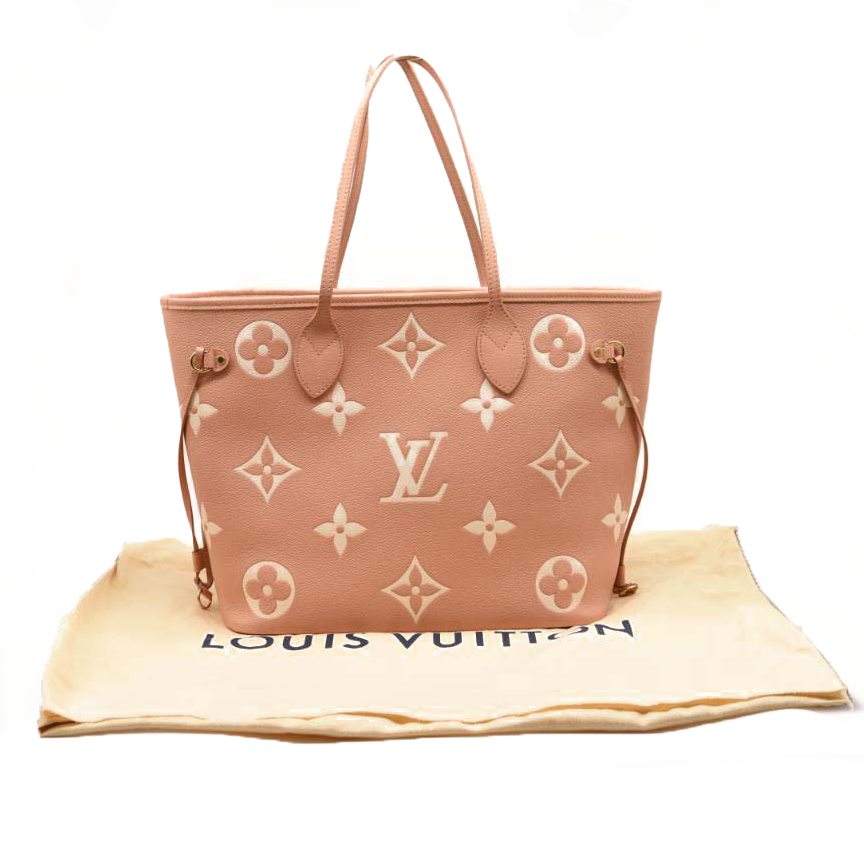 LOUIS VUITTON Empreinte Monogram Giant Neverfull MM Trianon Pink Cream