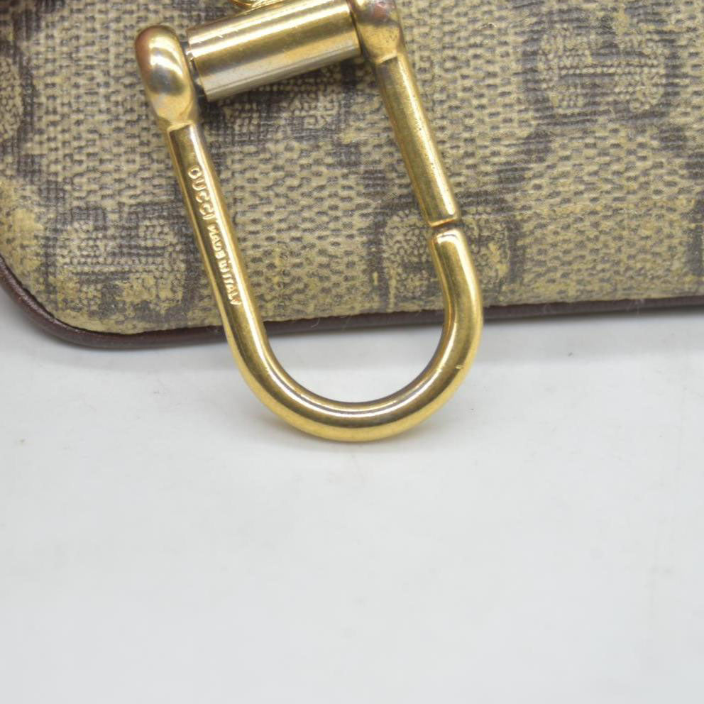 $380 GUCCI GG Supreme Monogram Key Case Beige Ebony Cuir