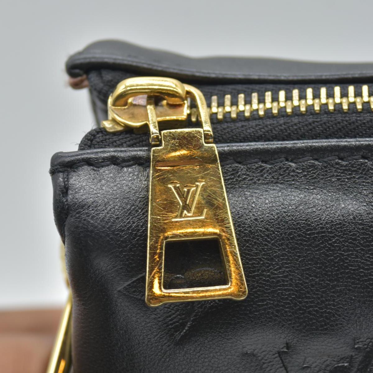 $4950 Louis Vuitton Lambskin Embossed Monogram Coussin PM Black