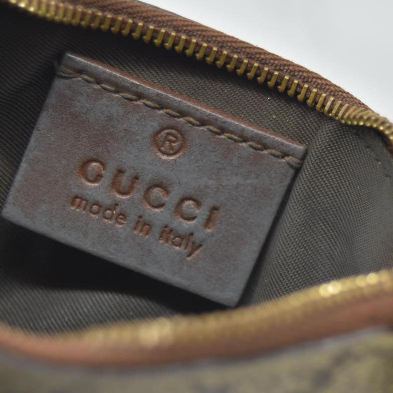 $380 GUCCI GG Supreme Monogram Key Case Beige Ebony Cuir