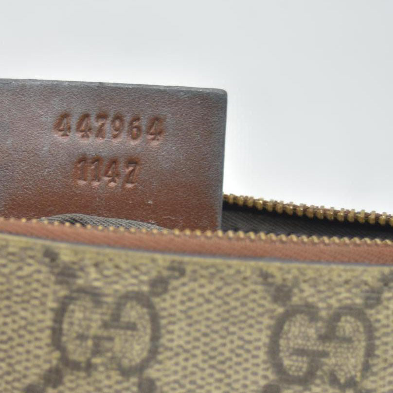 $380 GUCCI GG Supreme Monogram Key Case Beige Ebony Cuir
