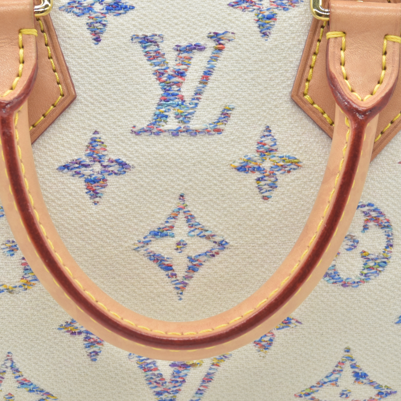 $2570 Louis Vuitton RFID Monogram Jacquard Fabric Speedy Bandouliere 20 Multicolor Beige