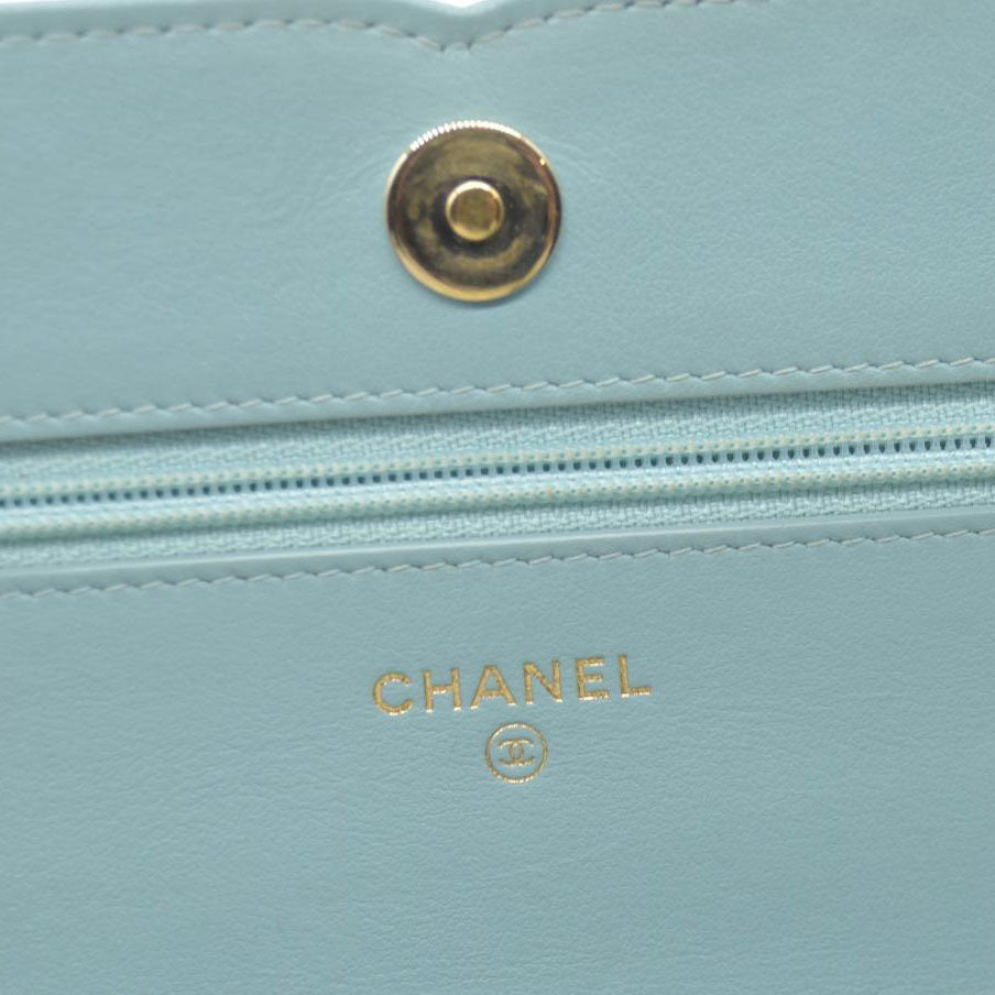 $3100 Chanel Caviar Quilted CC Filigree Wallet On Chain WOC Blue