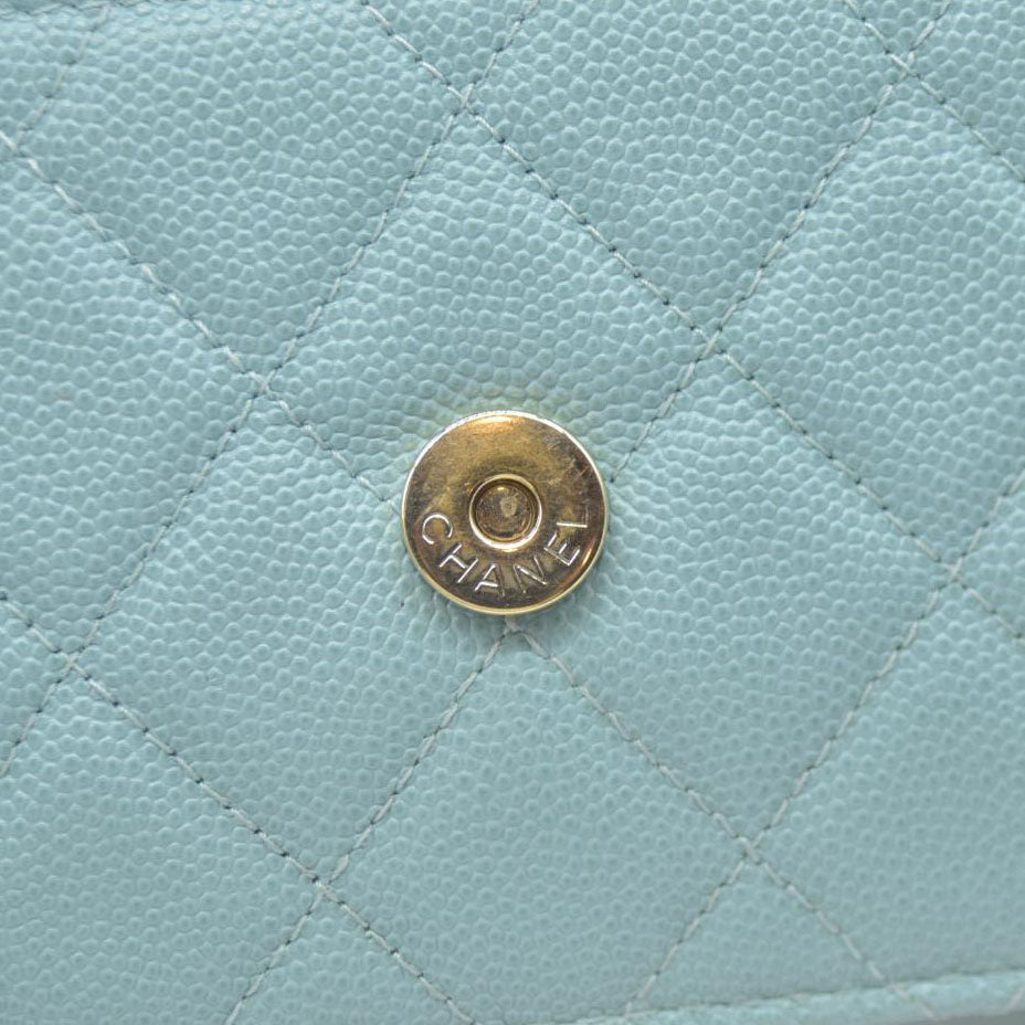 $3100 Chanel Caviar Quilted CC Filigree Wallet On Chain WOC Blue
