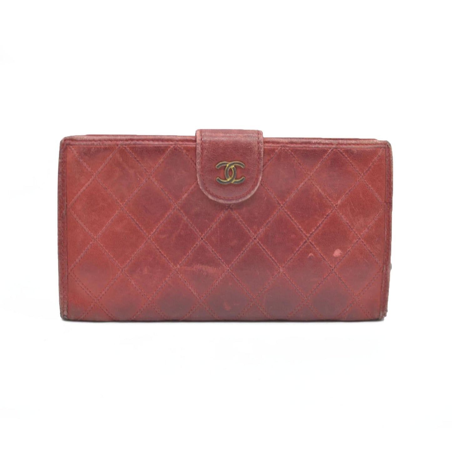 Chanel Chanel Red Lambskin Bicolore Wallet