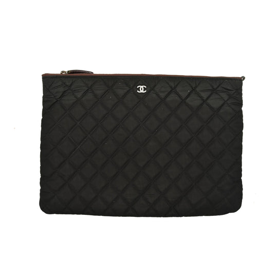 Chanel  Nylon Quilted Large Cosmetic Case Black