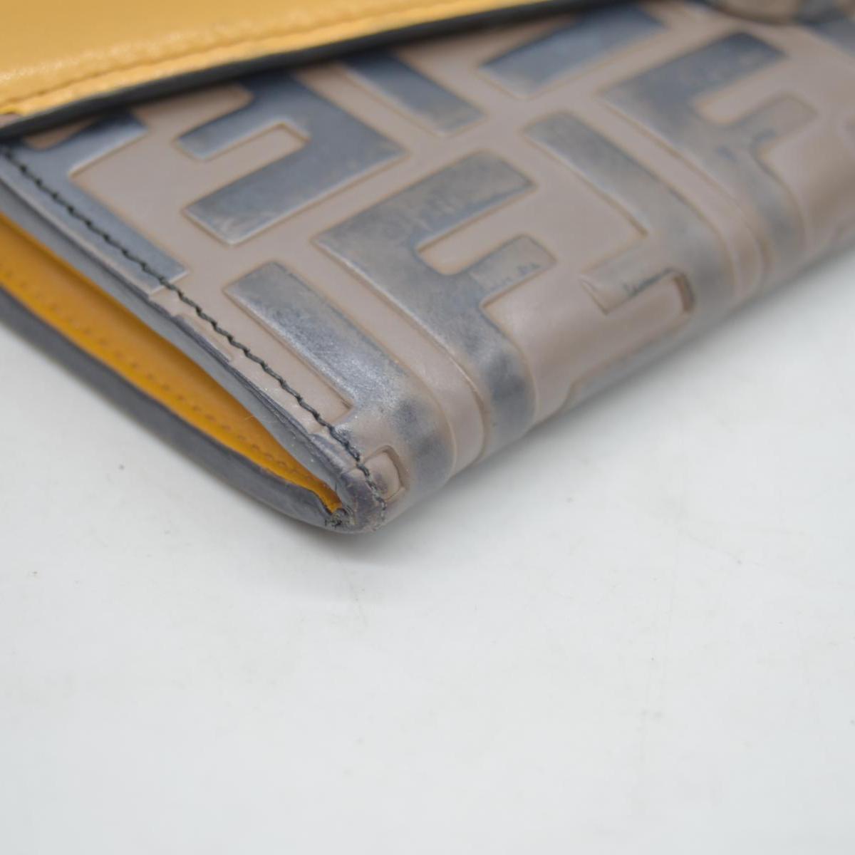 $890 Fendi Vitello Cruise F is Fendi Bi-Color FF 1974 Embossed Continental Envelope Wallet Maya Yellow