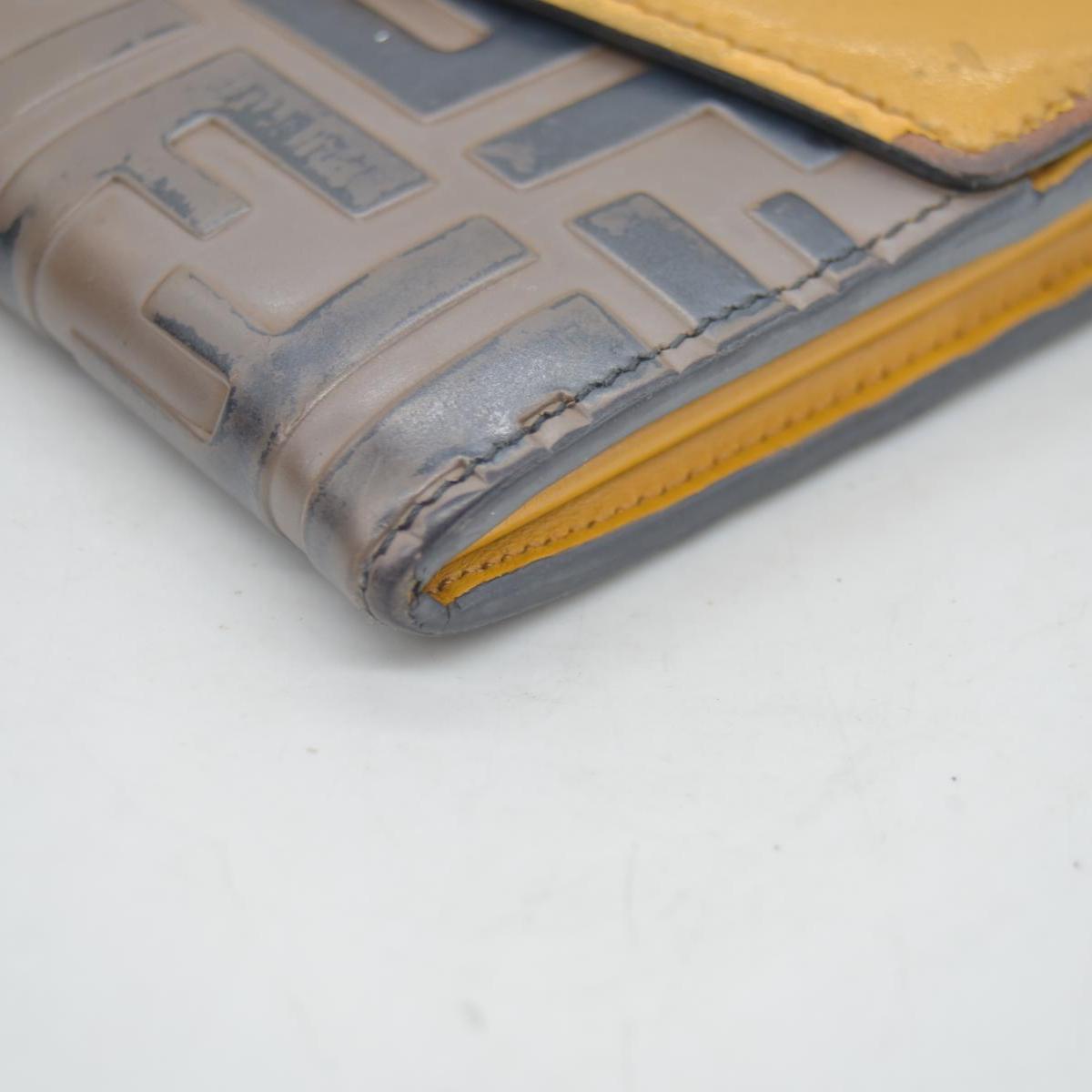$890 Fendi Vitello Cruise F is Fendi Bi-Color FF 1974 Embossed Continental Envelope Wallet Maya Yellow