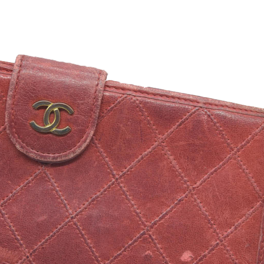 Chanel Chanel Red Lambskin Bicolore Wallet
