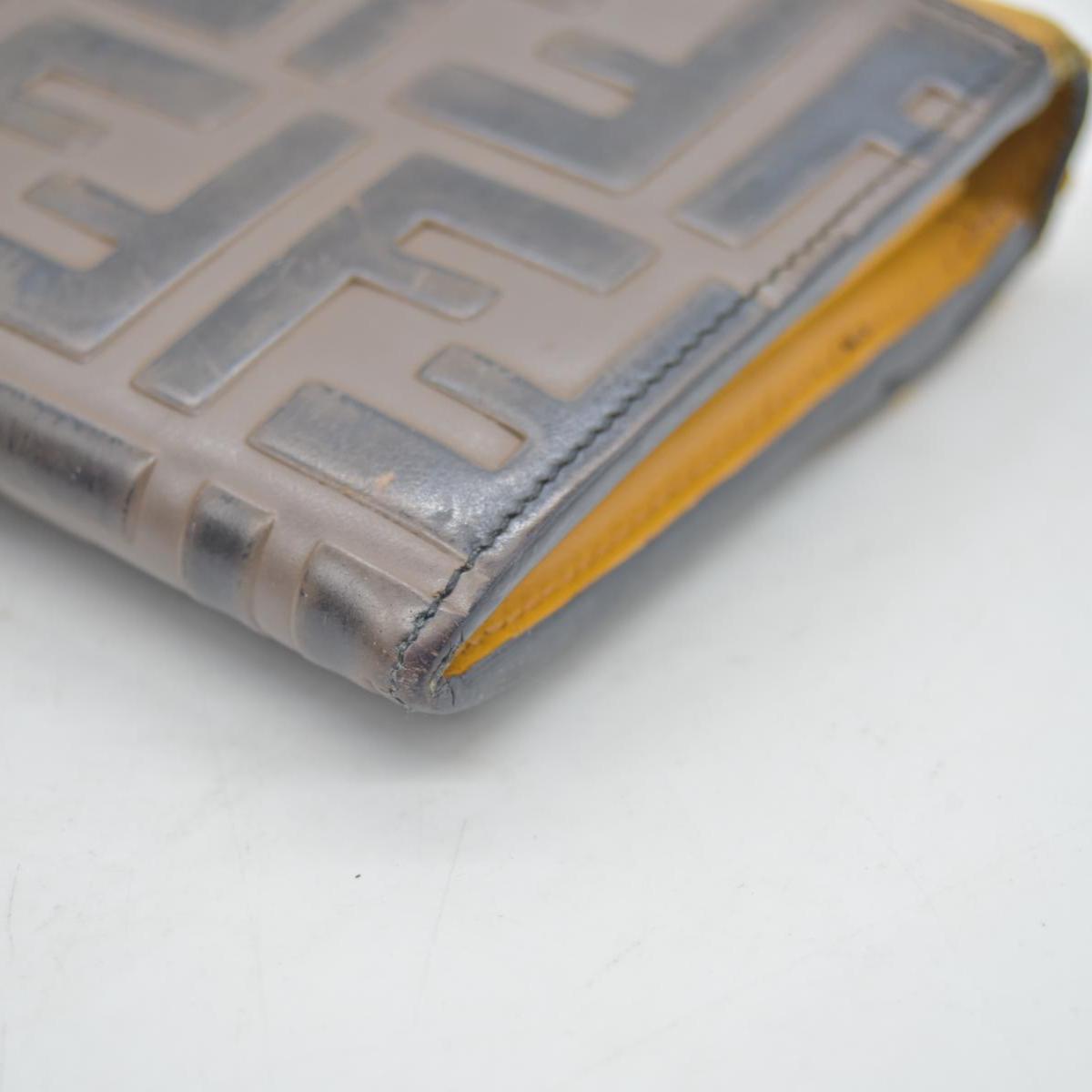 $890 Fendi Vitello Cruise F is Fendi Bi-Color FF 1974 Embossed Continental Envelope Wallet Maya Yellow